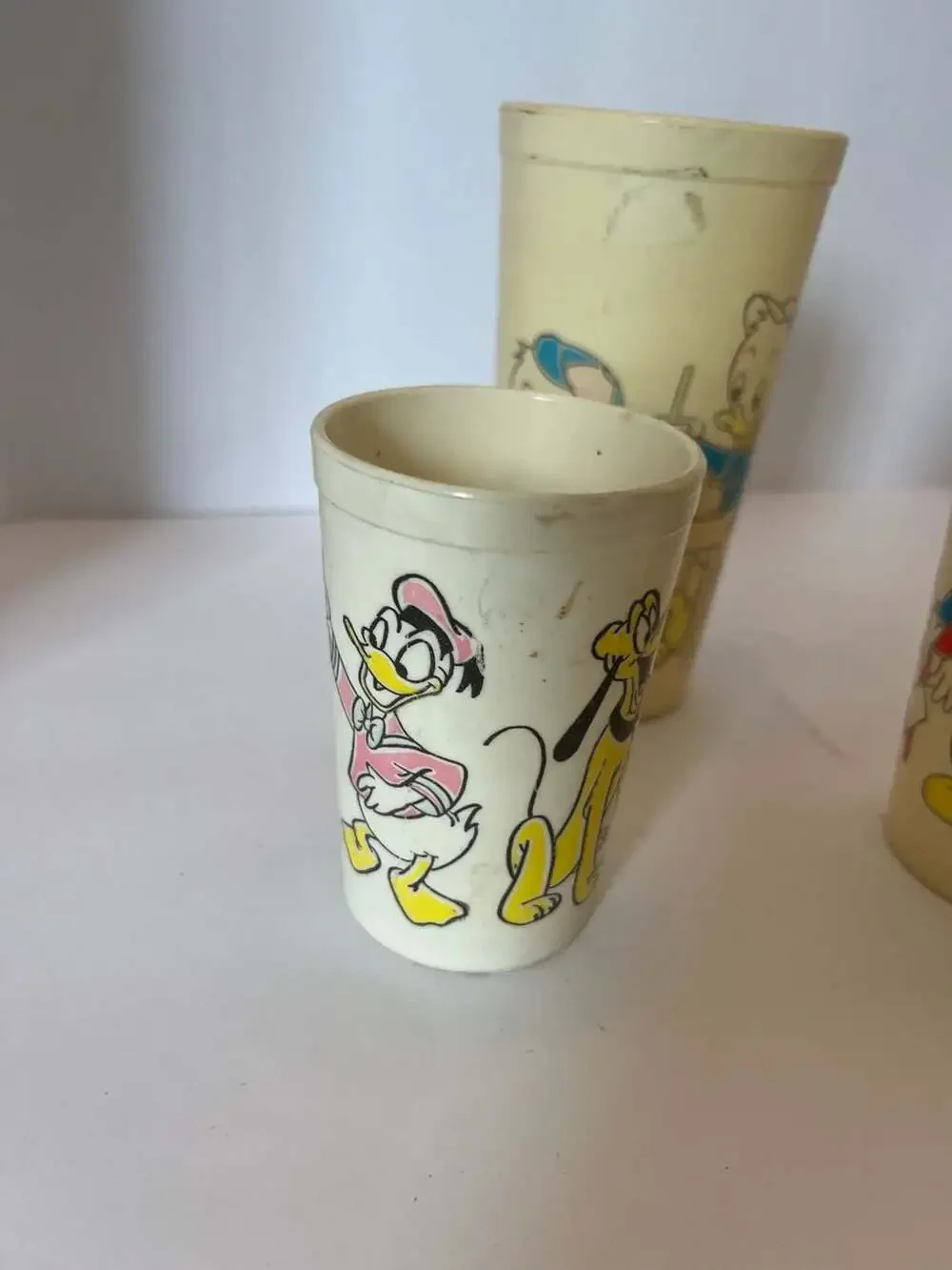 Vintage Walt Disney Productions Eagle Plastic Character Tumblers Cups Lot of 4